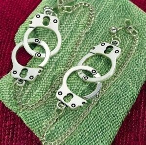 MODCLOTH CHAIN HANDCUFFS DROP EARRINGS